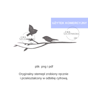Czarna ilustracja ptaków siedzących na gałęzi w stylu minimalistycznym.